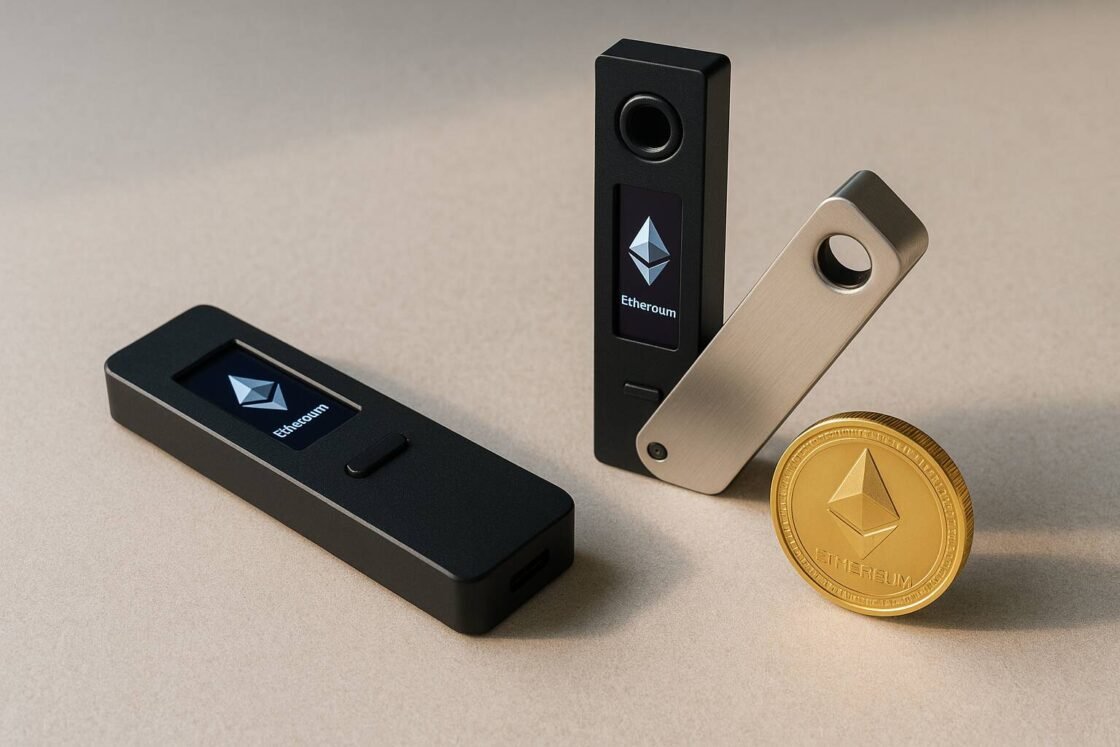 Jämför de säkraste hårdvaraplånböckerna för Ethereum 2025. Komplett guide med expertrecensioner av Ledger Flex, Trezor Safe 5 och fler toppmodeller.